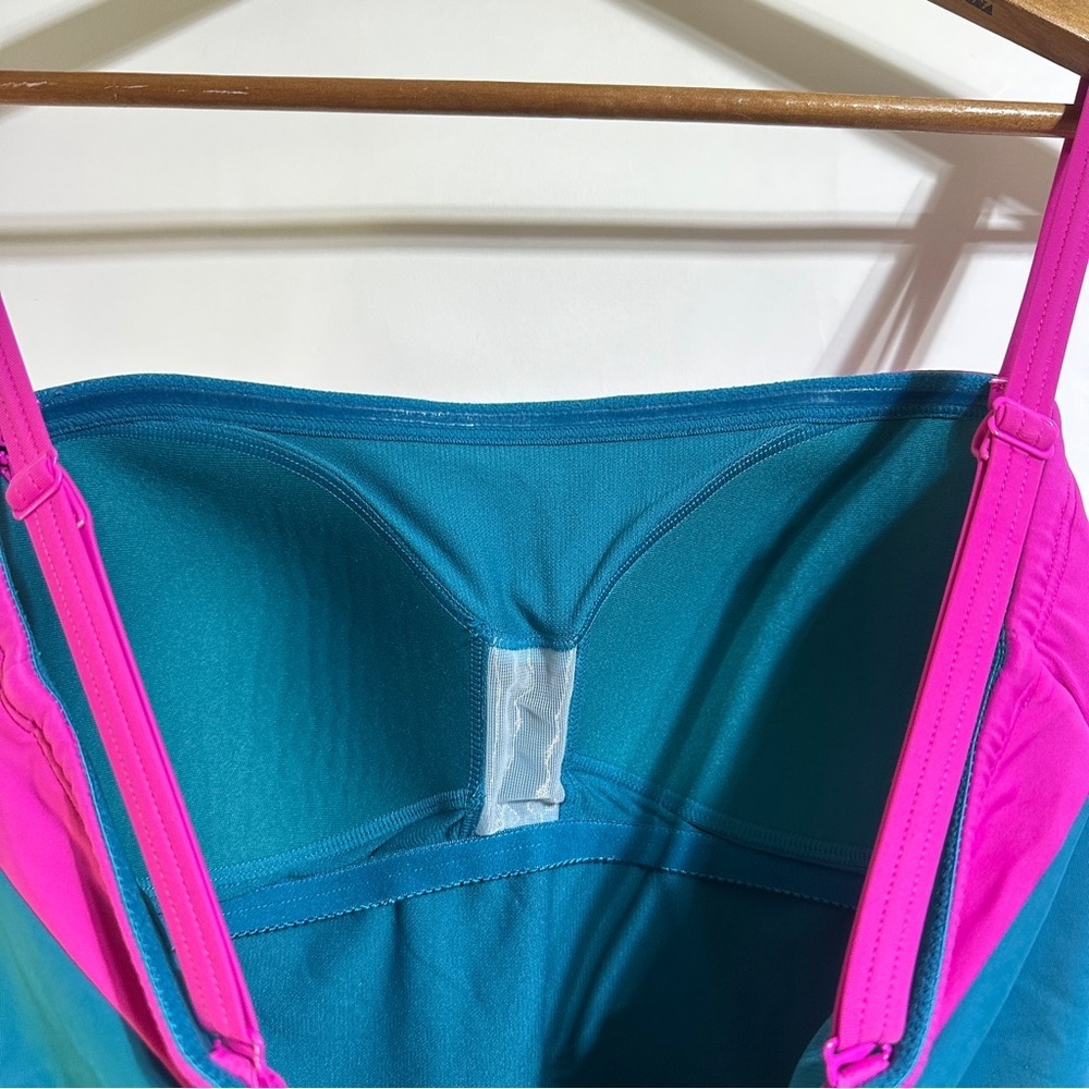 BODEN teal blue pink Salerno Bandeau one piece Swimsuit size 12 - Picture 7 of 8